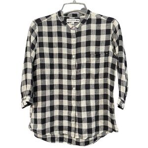 Uniqlo x Ines de la Fressange Gingham Check Blouse XS Black White